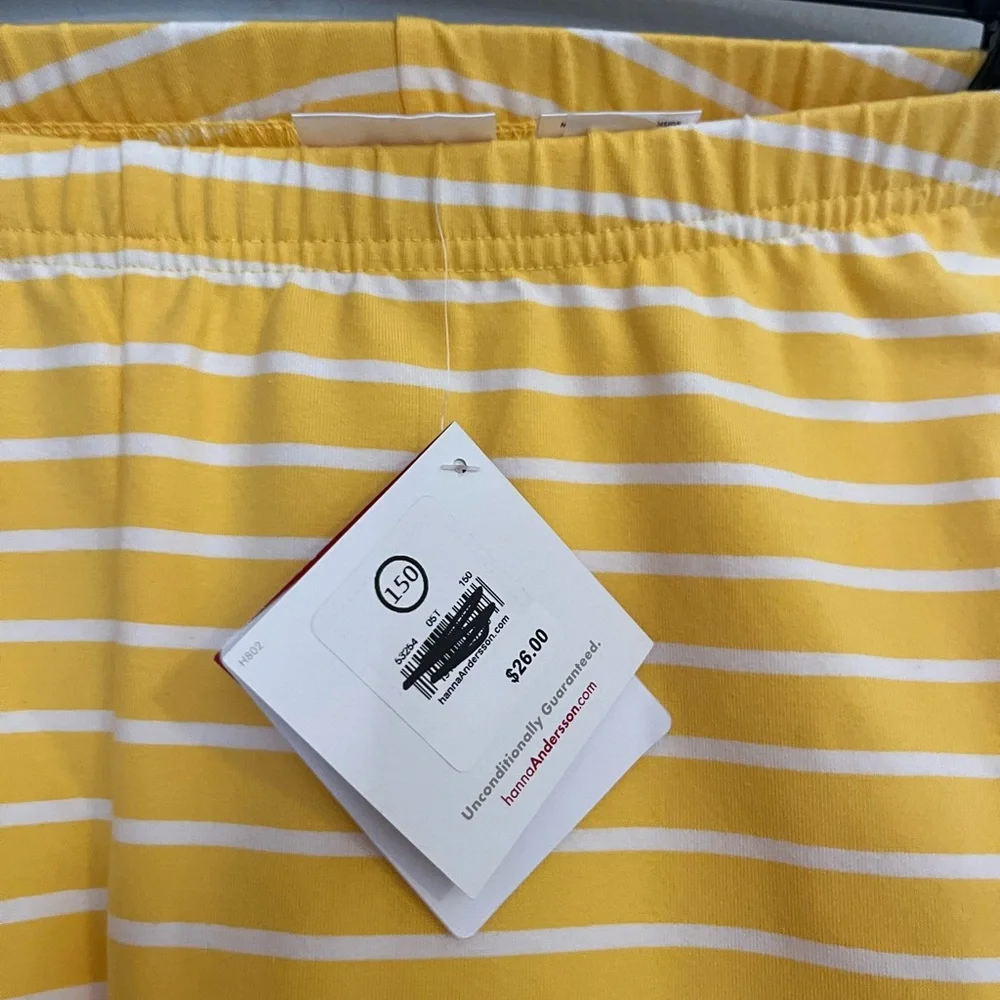 Hanna Andersson Yellow and White Striped Capri Leggings Size 12‎